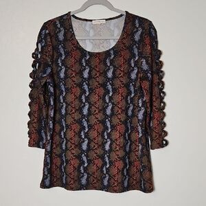 Lysse Red and Blue Patterned Blouse